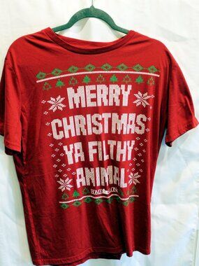 Home Alone Merry Christmas Ya Filthy Animal Red T-Shirt Large